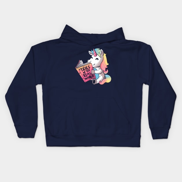 Tales of the Real World Funny Unicorn - Dark Kids Hoodie by eduely